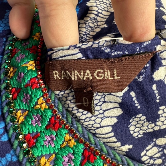 Ranna Gill Anthropologie Boteh
Jewel Beaded Maxi Dress Size 0 Blue Halter Neck - Picture 7 of 11